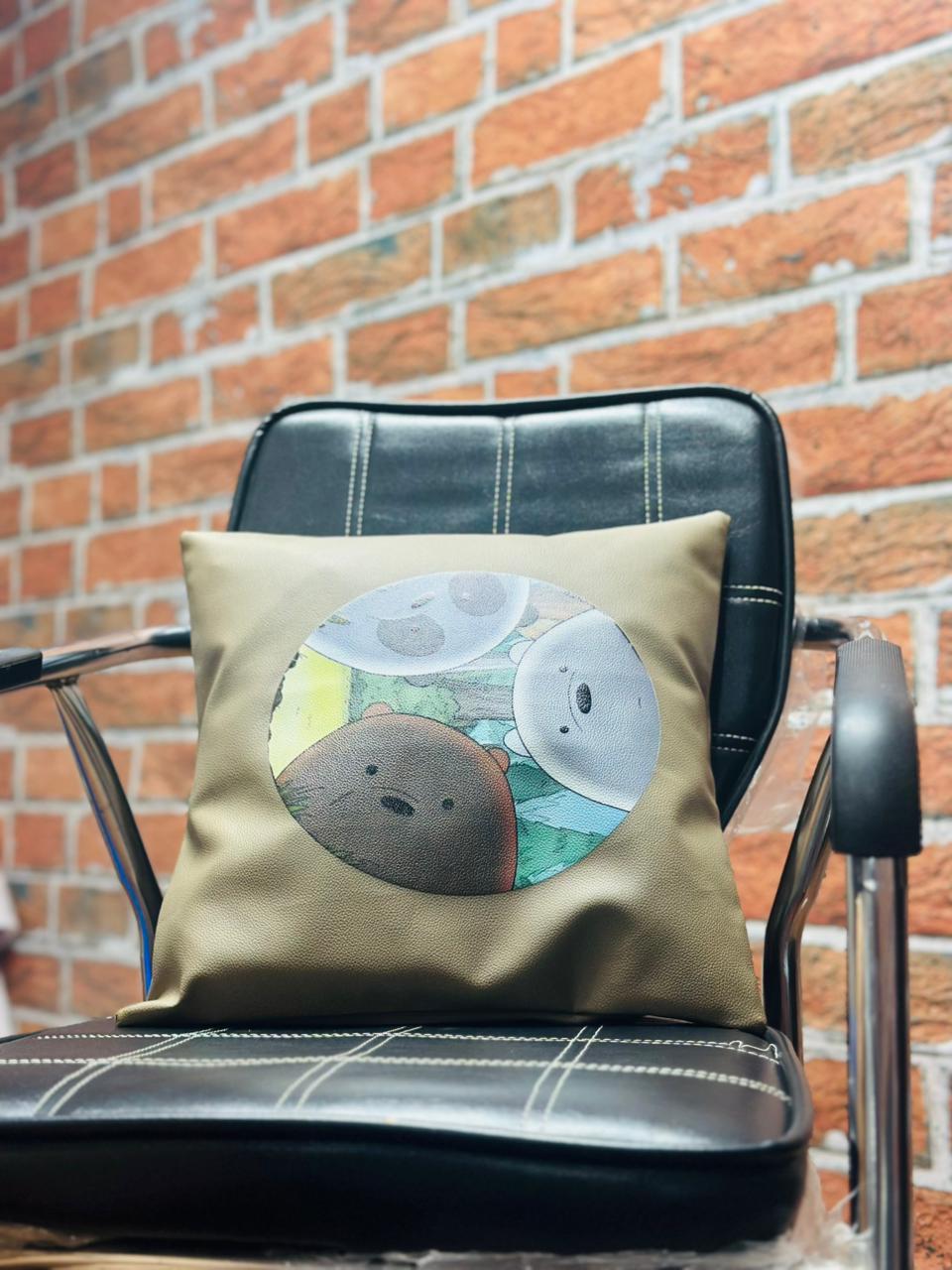 Bear Faux Leather Cushion