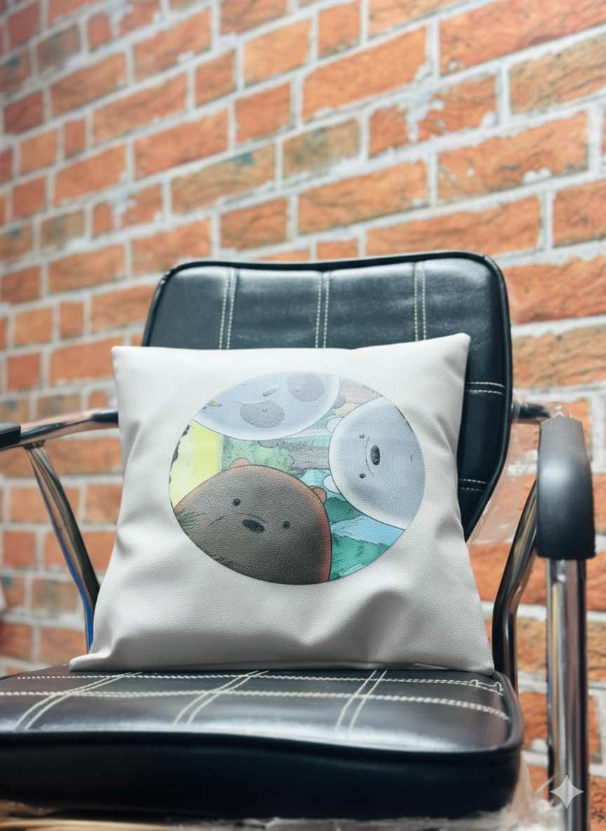 Bear Faux Leather Cushion