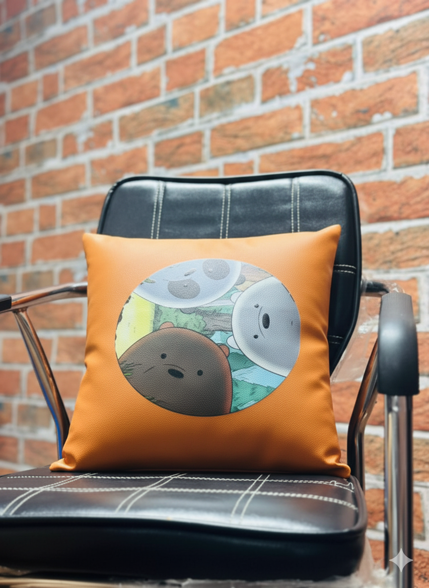 Bear Faux Leather Cushion