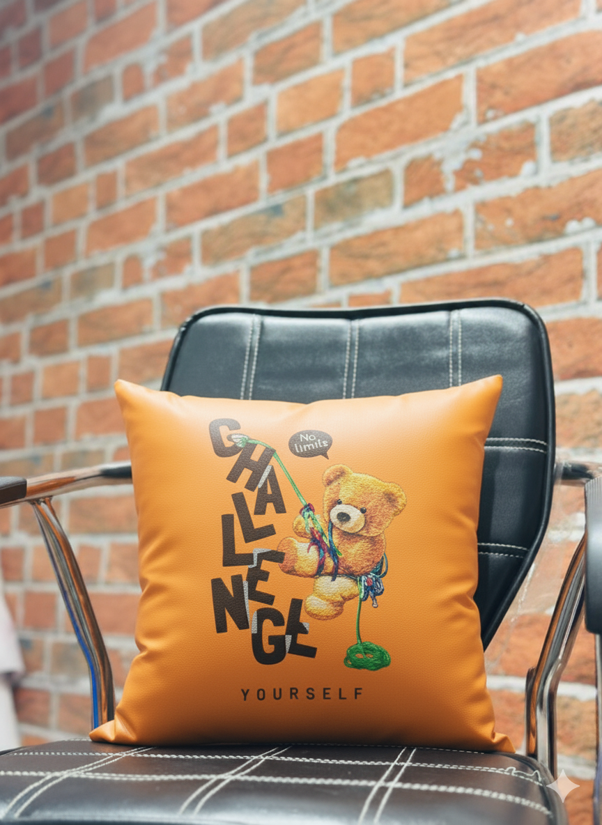 Bear Faux Leather Cushion