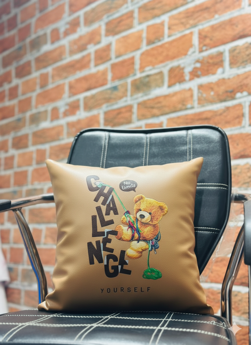 Bear Faux Leather Cushion