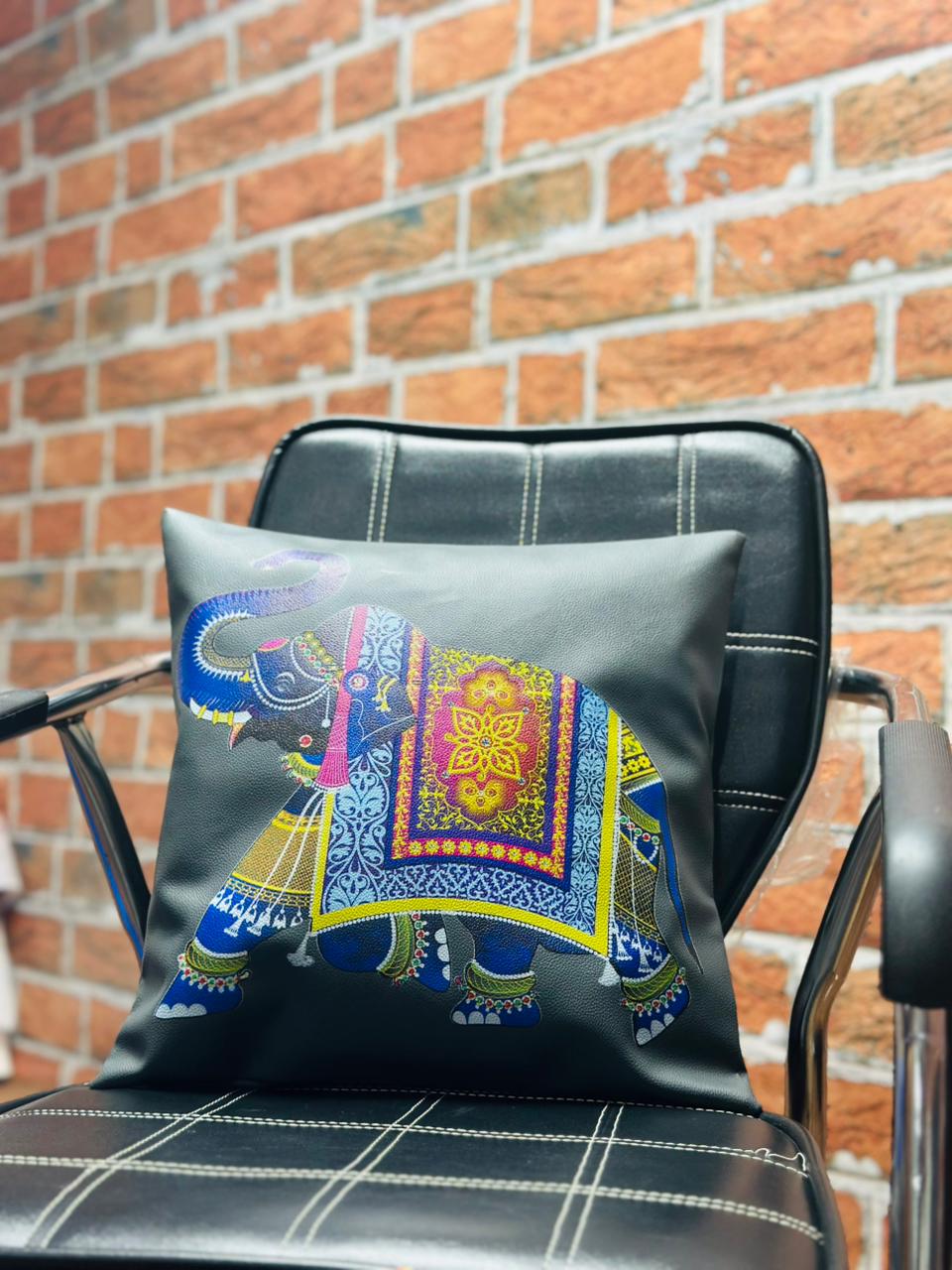Elephant Faux Leather Cushion