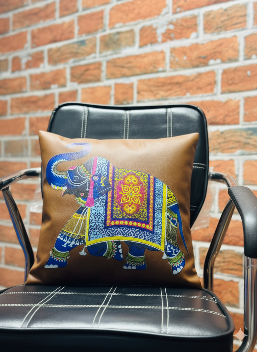 Elephant Faux Leather Cushion
