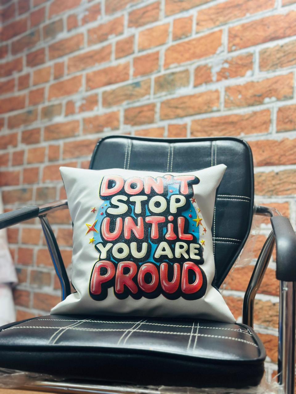 Motivational Faux Leather Cushion