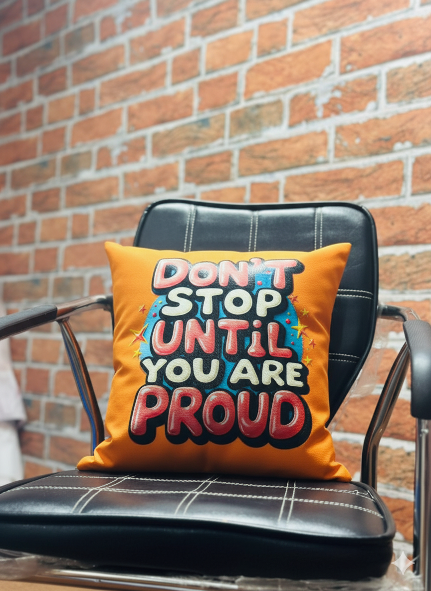 Motivational Faux Leather Cushion