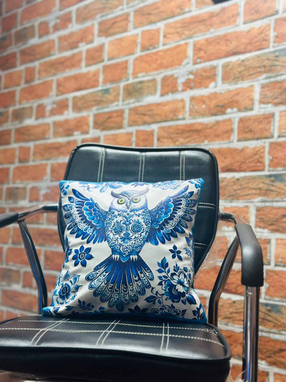Owl Faux Leather Cushion