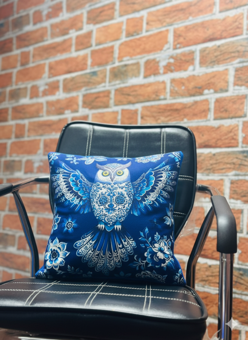Owl Faux Leather Cushion
