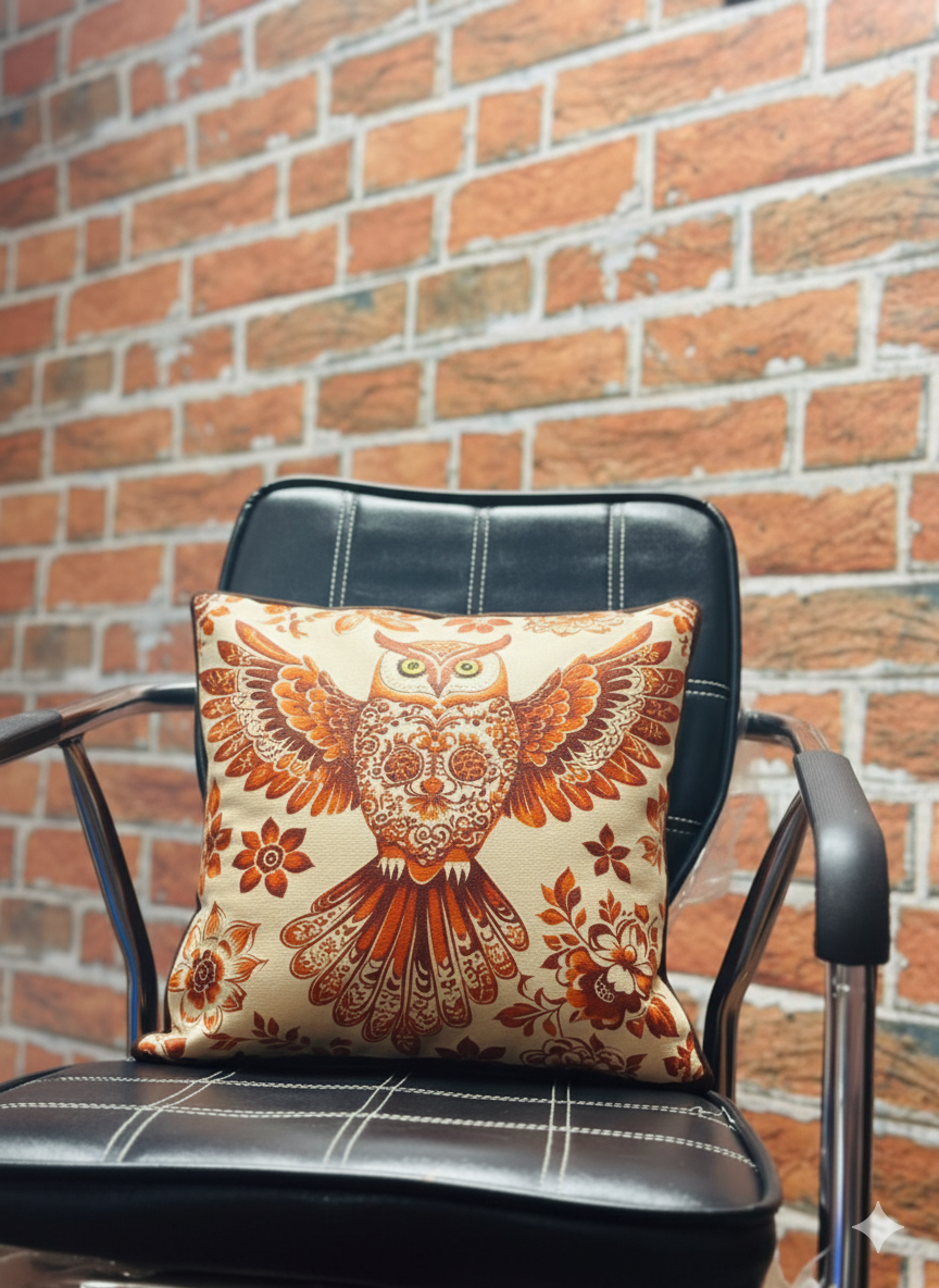 Owl Faux Leather Cushion
